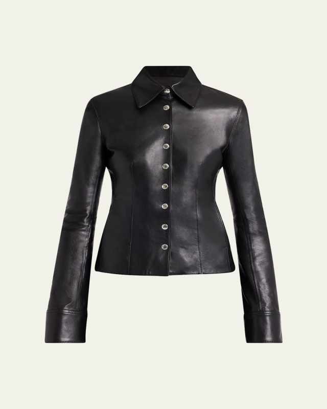Leather Button-Down Top